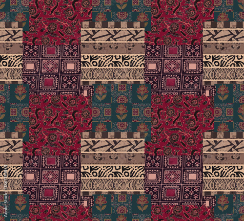 denim blue ajrak allover dizital print vector design