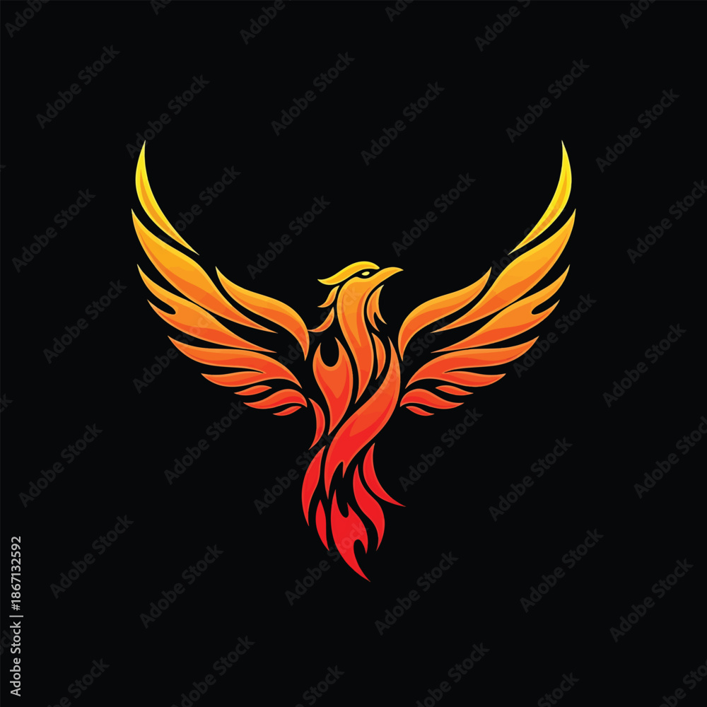 Obraz premium Fiery Phoenix Rising - A Symbol of Rebirth and Transformation.