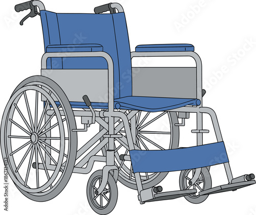 Manual wheelchair, mobility aid, disability support, hospital equipment, rehabilitation device, healthcare product, assistive technology, patient transport, ergonomic design, durable frame