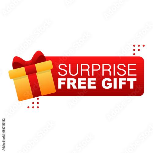 Surprise Free Gift Promotional Banner. Vector illustration.
