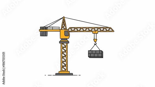 Yellow Construction Crane Machine Equipment.