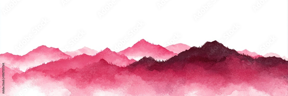 Obraz premium Pink Watercolor Mountains