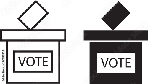 Hand voting ballot box icon. Election and democracy themes are perfect. Ballot icon graphic set. Includes voting and election-related outline symbols
