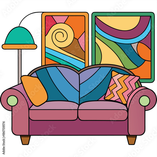 sofa and pillows