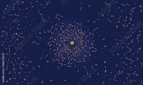 Futuristic vector technology background with complex neural network of connected dots. Abstract digital data visualization illustrating artificial intelligence, big data science and biology concepts.