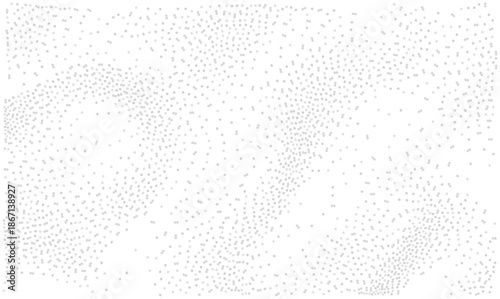 Abstract gray stippled vector texture with scattered dots. Grainy noise pattern on white background. Random particles dust overlay. Digital chaotic graphic for science or tech design projects.