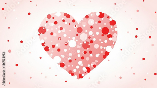 Heart shape with red and white dots on pink background illustration for valentine's day love romance and affection concept with valentines day