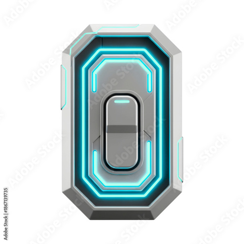 3D futuristic UI control panel tile, clean geometry, neon accent lines, smooth plastic material, isolated object, pure white background, no shadow, no reflections, PNG, f
