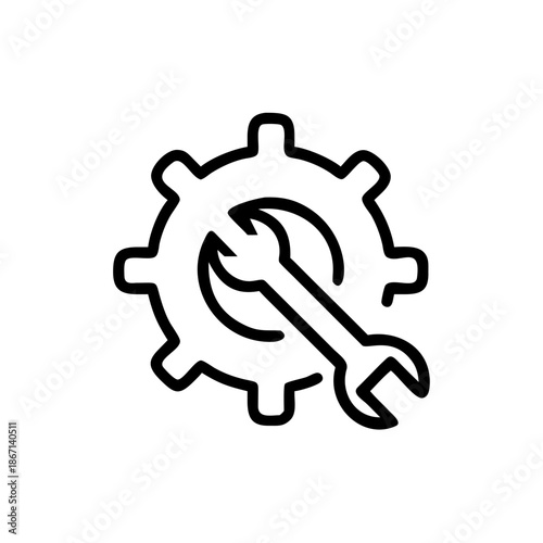 Maintenance mode line icon, black outline system maintenance status symbol