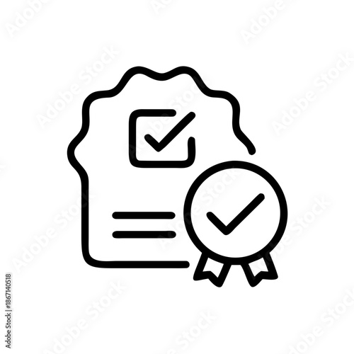 Request approved line icon, black outline accepted request and approval symbol