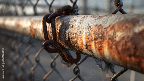 Artistic Rust Pattern Detail with Bokeh Effect on Weathered Fence