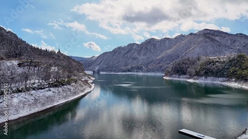 Wallpaper Mural Winter scenery of "Aimata Dam" covered in snow, Gunma, Japan Torontodigital.ca