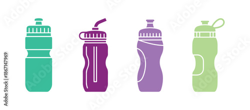 This is a solid icon of a water bottle, designed in a glyph style for websites or mobile apps, perfect for fitness and drinking, featuring a vector illustration of a sports bottle 