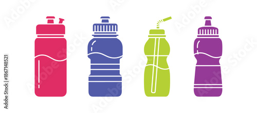 Solid icon of a water bottle, a glyph-style design perfect for websites or mobile apps, ideal for fitness and hydration, featuring a sports bottle vector illustration with editable strokes.