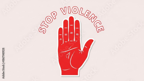 Red stop violence hand symbol a clear message against aggression and conflict isolated on a light background for social awareness campaigns