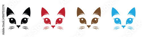 Cute peeking cat face design. Playful and Simple Silhouetted Cartoon Cat Face Logo Icon Vector. Vibrant cat faces in modern minimalist style. 