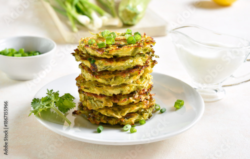Stack of zucchini fritters