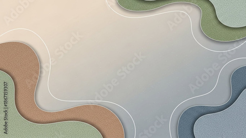 Ethereal abstract background with wavy shapes in muted earthy tones and soft pastel colors with design and graphic and texture and pattern and minimalist