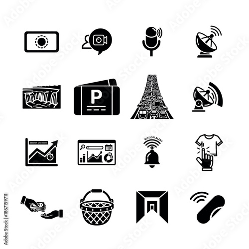 Cyber Security and Data Privacy Icon Set for Information Protection, Encryption, and Network Safety