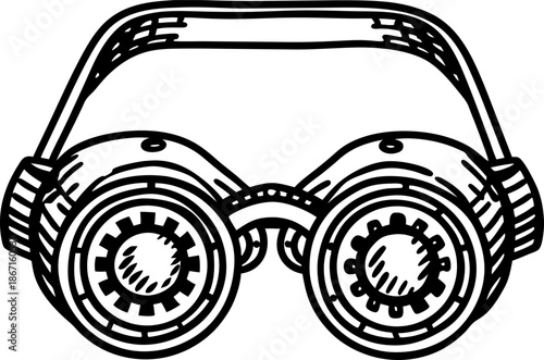 Vintage steampunk goggles with gears and mechanical details design