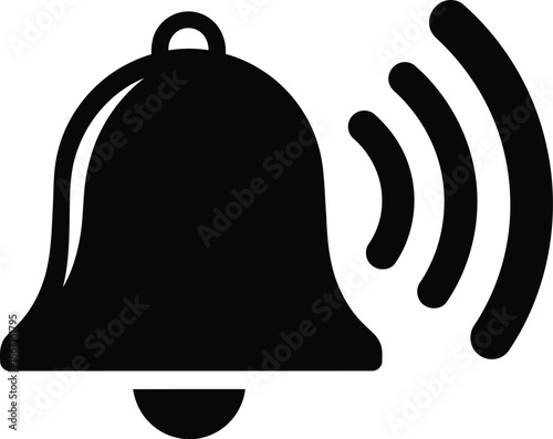 Simple black notification bell icon symbolizing alerts messages reminders sound and important communication alerts across digital platforms and mobile devices