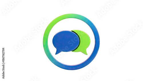 3D Chat Bubbles Icon with Gradient Circle