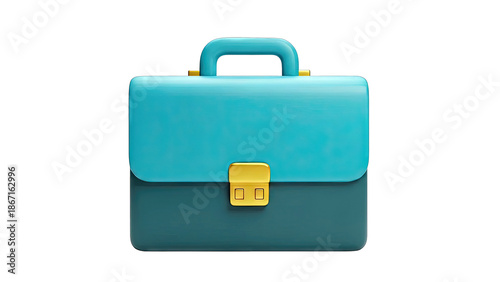 3D Render of a Teal and Dark Teal Briefcase with Gold Accents
