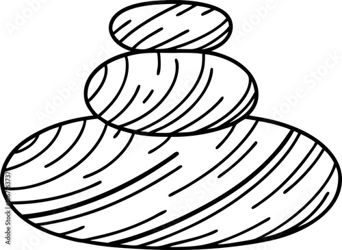 Stacked smooth stones illustration hand drawn zen rocks for balance and relaxation concept