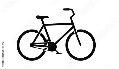 A black silhouette of a bicycle