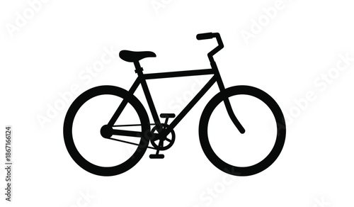 A black silhouette of a bicycle
