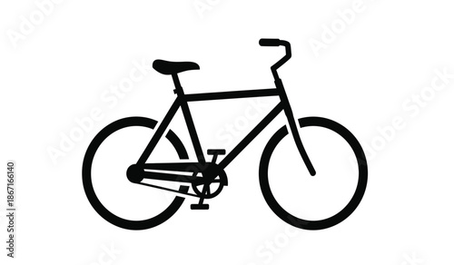 A black bicycle icon on a plain for design use