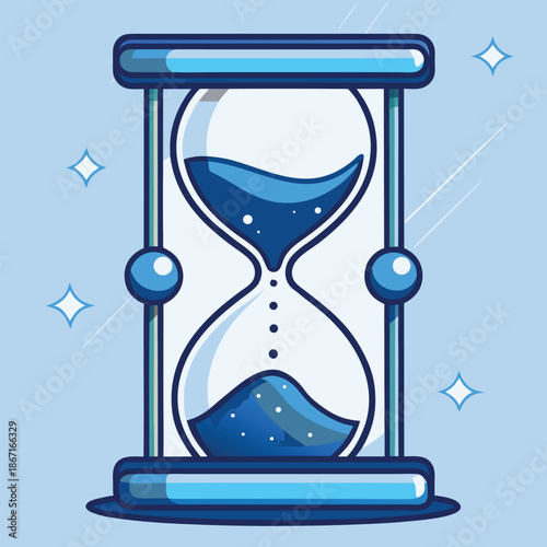 Hourglass Time Concept Illustration with Flowing Sand Vector Design