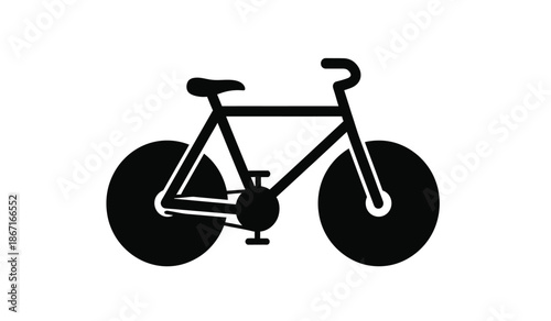A black silhouette of a bicycle with a white outline on a pure