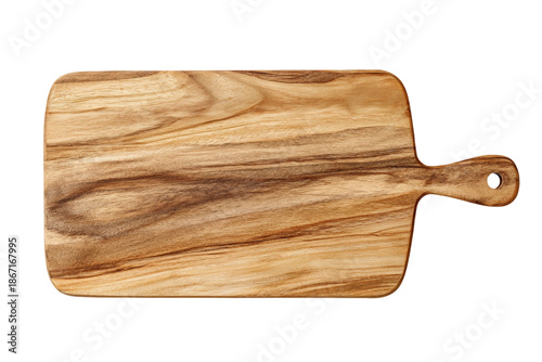 Wooden board for chopping flat lay isolated on transparent background