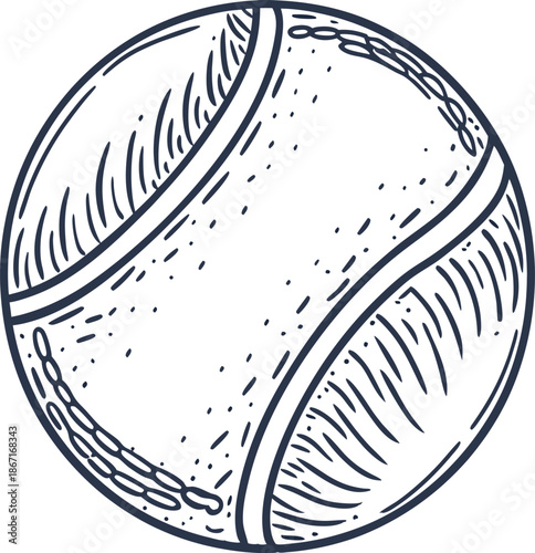 tennis ball illustration hand drawn style, sports equipment for game and practice