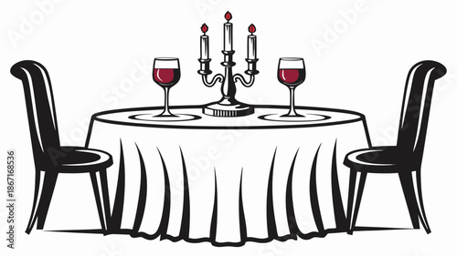 Elegant dinner setup with wine glasses and candles on table