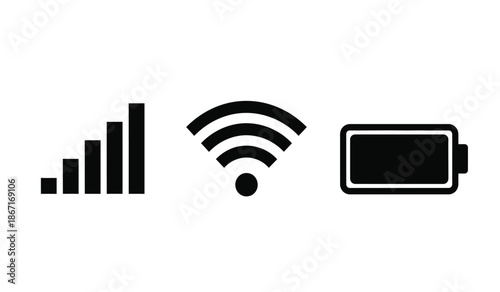 Mobile phone signal strength wifi and battery icons