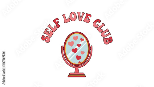 Retro Self Love Club Badge Valentine Vector