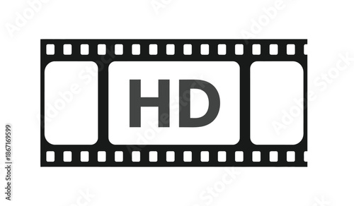Black film strip icon with hd label