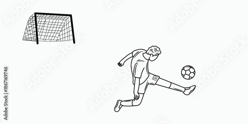 Minimalist Soccer Player Action Set Kicking and Heading Football Illustration