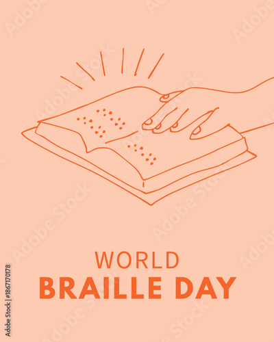 World braille day inclusive drawing template