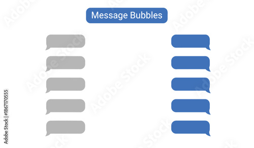 Colorful message bubbles in blue and gray for chat or dialogue