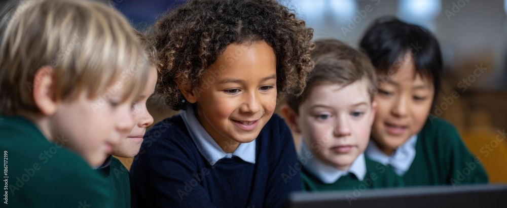 Fototapeta premium digital classrooms ignite curiosity creating global bonds through shared learning experiences