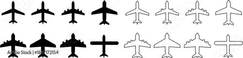 Foto Collection of vintage airplane silhouettes