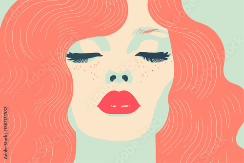 Abstract modern fashion portrait of young woman