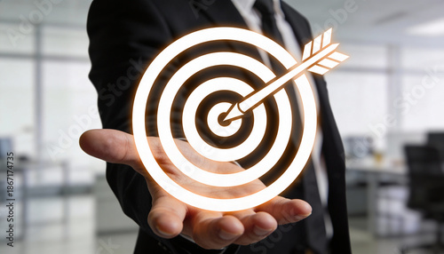 Strategic business goal setting office environment digital illustration professional setting close-up view focus on success