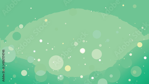 Abstract Green Background with Soft Bokeh Circles and Light Bubbles