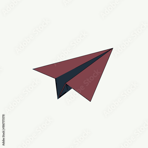 Red paper airplane illustration, symbolizing communication, direction, and future aspirations. Useful as a graphic element for design projects or conveying progress.