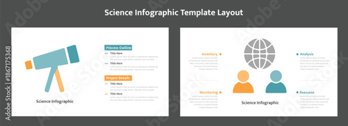 Science infographic template layout. A clear science infographic template layout showing a telescope and process steps with a globe for analysis