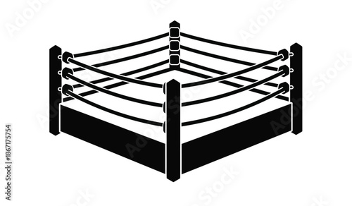 Black silhouette of a professional wrestling ring